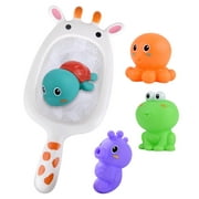 Cyber Monday Deals 2021 Toys Tuscom Baby Bathing Floating Soft Rubber Animals Water Tub Toy Squirts Spoon-Net 1 Set