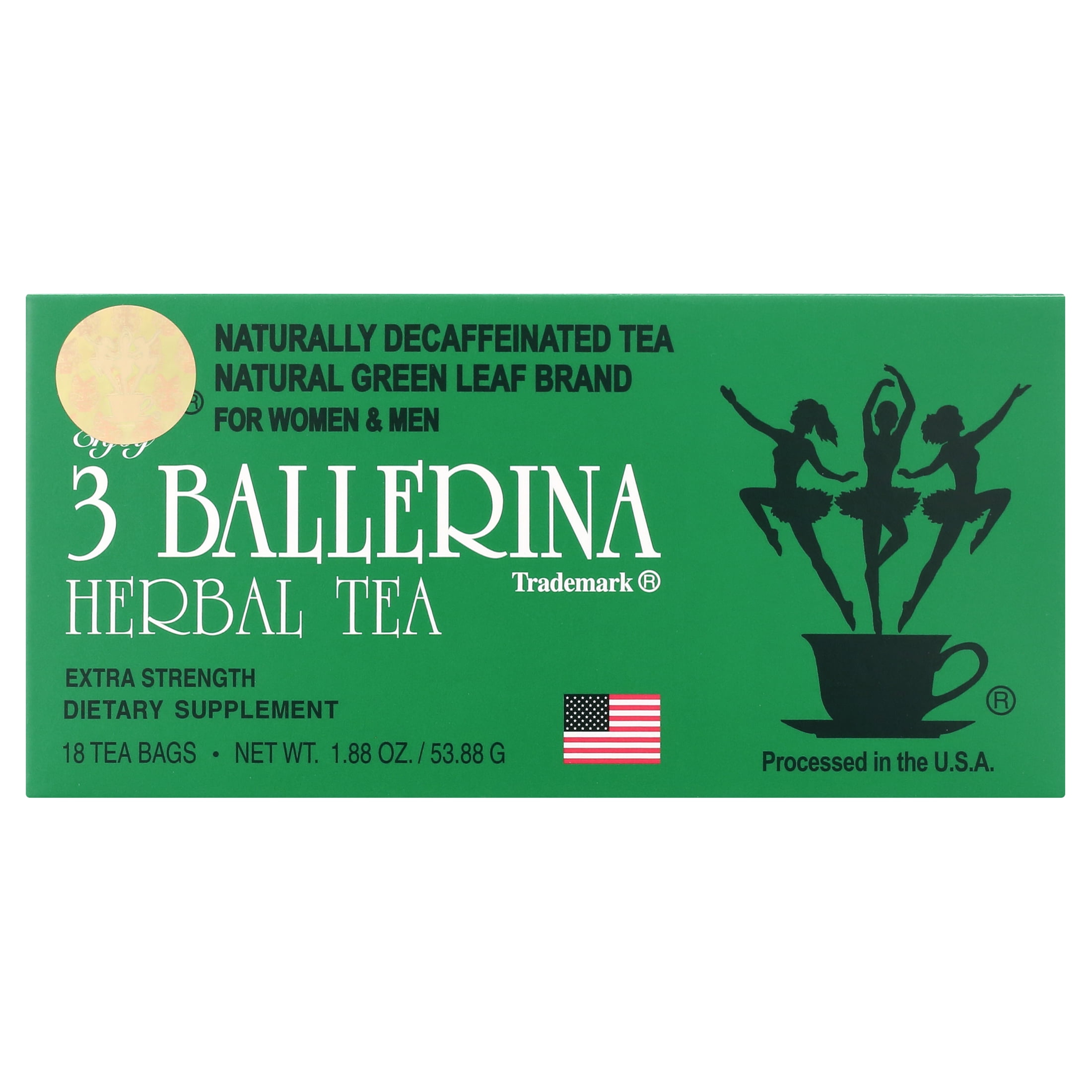 3 Ballerina Herbal Tea, Extra Strength Original Flavor 18 Tea Bags (1 PK)