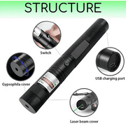 Rechargeable Green Laser Pointer High Powered 10,000 Feet Long Range Laser Beam Camping, Cat, Tactical