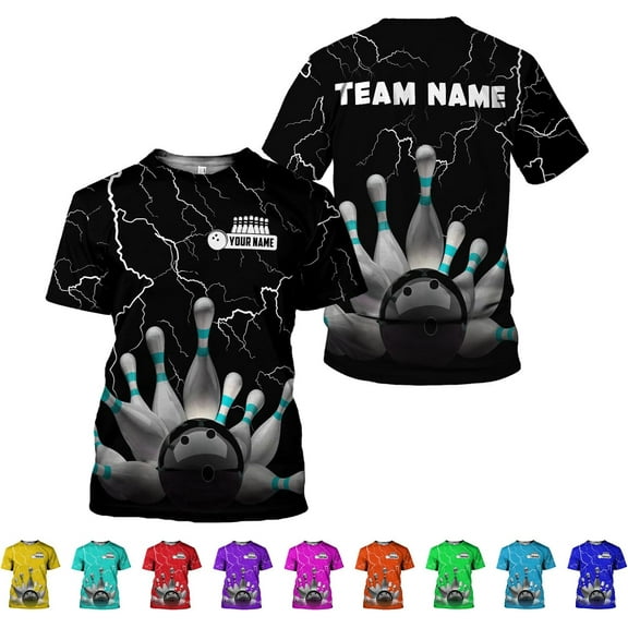 Custom Bowling Shirts, Personalized Name Bowling Shirts Unisex, Bowling Jerseys for Men & Women, Team Bowling Shirt Gift (Black, S)