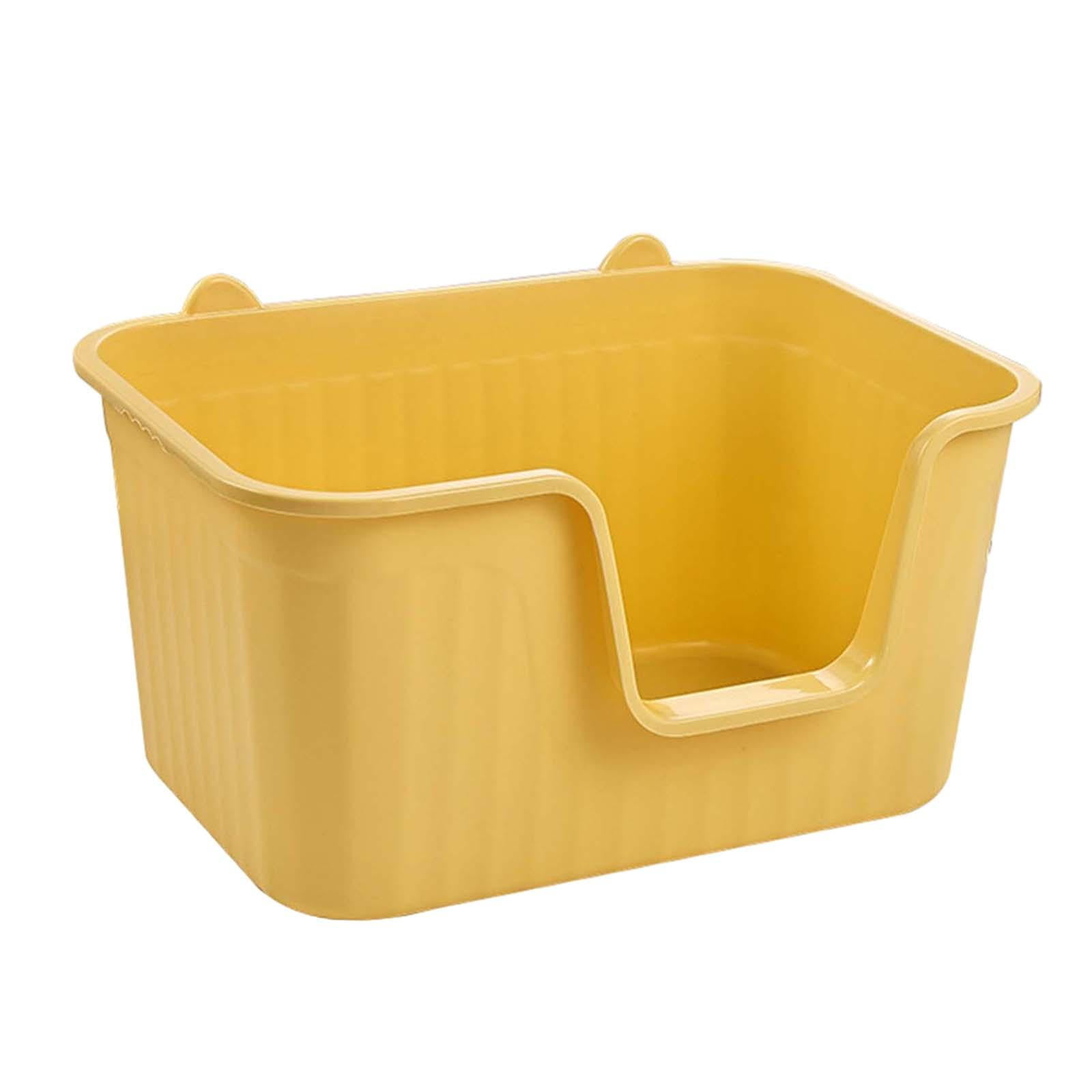 Fzaqwen Cat Litter Box Easy to Clean Anti Splashing for All Kinds of Cat Litter Open Top Yellow Large