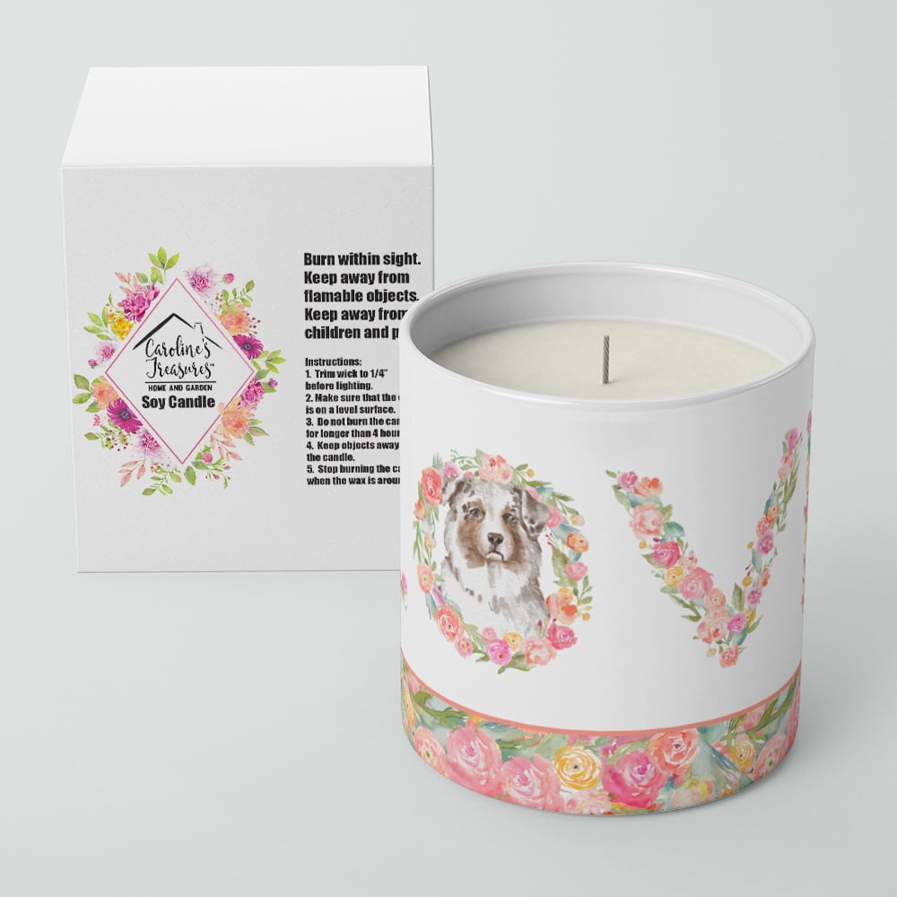 Australian Shepherd #4 LOVE 10 oz Decorative Soy Candle 3.25 in x 3.75 in