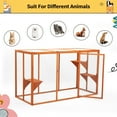 thumbnail image 2 of COZIWOW Outdoor Cat House, Wood Cat Catio with Platforms, Lockable Enter Door, Sunshine Panel, Cat Patio Cage Enclosure for Backyard Garden, Orange, 2 of 7