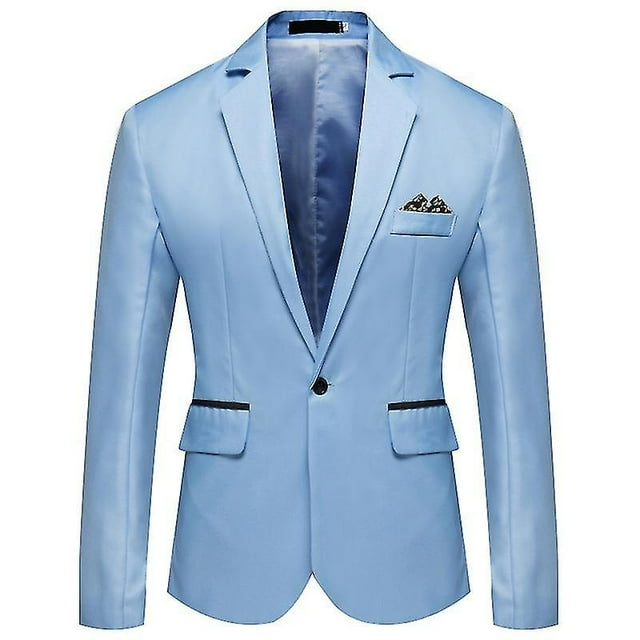 Mens Casual Slim Suit Jacket, One Button Notched Lapel Business Blazer Jacket