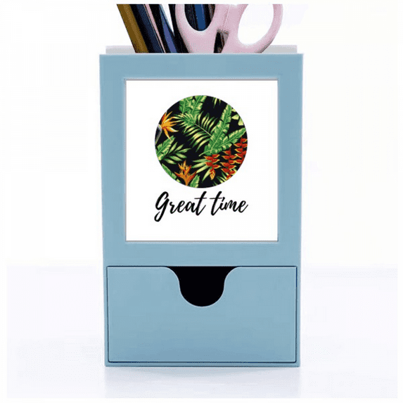 Tropical Drawing Art Desk Supplies Organizer Pen Holder Card