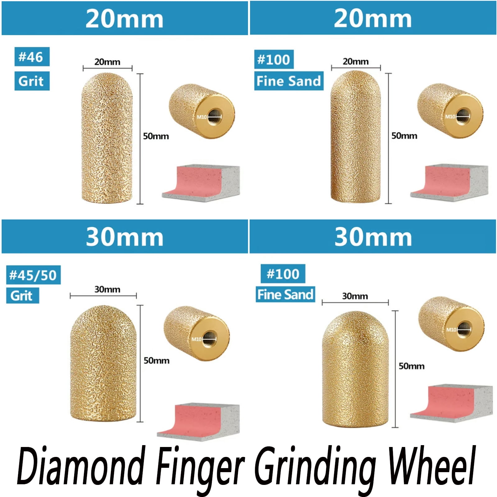 Diamond Finger Grinding Wheel, Diamond Drill Bits Hole Saw Milling Cutter Trimming Grinding Head , Concrete Drill Bit Granite Tools For Dressing Stone Countertop Set of All