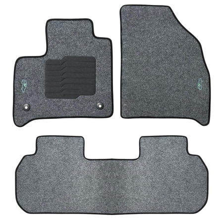 ecoMats Carpet Floor Mats For 2018 to 2024 Chevrolet Traverse, Front and Rear, with Non-Slip Heel Pad - Gray