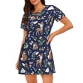 thumbnail image 1 of Fotbe Animals And Wildflowers Bata de Dormir para Mujer con Estampado, Camisón de Algodón de Manga Corta, Ropa de Dormir Casual, 1 of 6