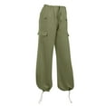 thumbnail image 5 of Huowey Women's Pants Plus Size Tethered Straight Cargo Pants Straight Wide Leg Loose Casual Trousers, 5 of 8