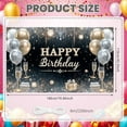 thumbnail image 2 of Gold Silver Theme Banner Glittery Design Birthday Party Backdrop Luxury Style Black Background Celebration Display for Birthday Party Adult Celebration Indoor Decoration, 2 of 9