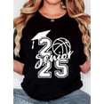 thumbnail image 1 of T-Shirt pour Femmes, "Mortarboard Football Senior2025 Blanc", Mode Rétro Minimaliste, Col Rond, Confort Décontracté, T-Shirt à Manches Courtes, Tee-Shirt de Sport Décontracté, 1 of 7