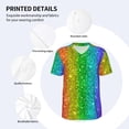 thumbnail image 3 of KLL Glitter Rainbow for Men's Baseball Shirts,Short Sleeve Casual Shirts Button Down Shirt for Men Beach Summer Wedding Shirt-3X-Large, 3 of 7