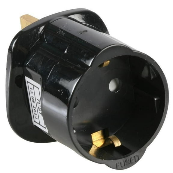 PRO ELEC - Schuko to UK Plug Travel Adaptor Black