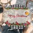 thumbnail image 2 of Grey Plaid Christmas Round Tablecloth, Fitted Table Cover with Elastic for 45"-54" Round Tables, Xmas Snowflake Botanical Poinsettia Table Cloth Outdoor Indoor Dinning Party Waterproof Tablecloths, 2 of 7