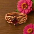 thumbnail image 5 of Mooneye 5mm Square Garnet 925 Sterling Silver Rose Vermeil Celtic Women Graduation Gift Ring, 5 of 6