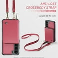thumbnail image 5 of Compatible With Samsung Galaxy S23 Phone Case Zipper Card Pocket Kicktstand Crossbody Strap PU Leather Shock-absorbent Anti-Fingerprint Lightweight Luxury Plain Cover for Men or Women,Red, 5 of 8