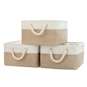 Storage Basket Bins - Decorative Baskets Storage Box Cubes Containers with Handles for Clothes Storage Toys, Books, Home, Office