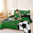 thumbnail image 3 of Castle Fairy Sport Soccer King Bedding 7pcs, Vintage Stars Print King Bed in a Bag, Black Green,Black Reversible, 3 of 7