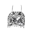 thumbnail image 4 of Crop Halter Top Halter Bra Top Ropa de baile Traje sin espalda Mujeres Spaghetti Strappy Shiny Camisole Cami Top Lentejuelas Crop Top para danza del Salvador Top corto de lentejuelas, 4 of 7