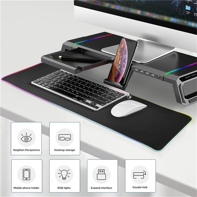 Computer Notebook Stand with Storage Drawer Material; This Tabletop Bracket with 4 USB Ports Desk Heavy Duty Dormitory Black