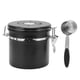 thumbnail image 1 of Almacenamiento de granos de café Recipiente hermético de acero inoxidable Café con cuchara de 30 ml Recipiente de café con seguimiento de fecha para tienda 1,2 L Negro, 1 of 14