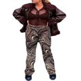 thumbnail image 2 of Pantalon Évasé à Taille Haute Imprimé Water Ondulation pour Femme, 2 of 5