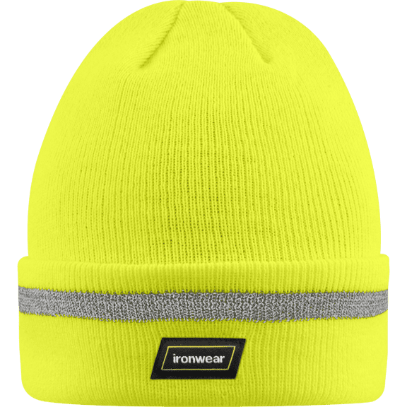 Hi Vis Reflective Acrylic Knit Cuffed Beanie Hat (Lime, Orange)