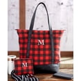 thumbnail image 2 of Women's Monogram Red Buffalo Plaid Tote Bag with Matching Purse Set, 2 of 13