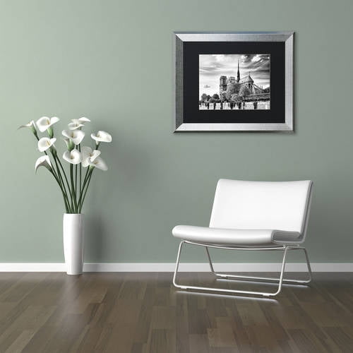 Trademark Fine Art "Notre Dame Cathedral Paris" Canvas Art by Philippe Hugonnard, Black Matte, Silver Frame