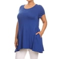 thumbnail image 2 of Moa Collection Women's Casual Plus Size Solid Color Blouse Tunic Top for Women, 2 of 4