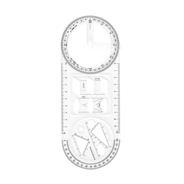 Regla de dibujo geométrica multifuncional, transportador giratorio, regla de plantilla de dibujo para suministros de oficina