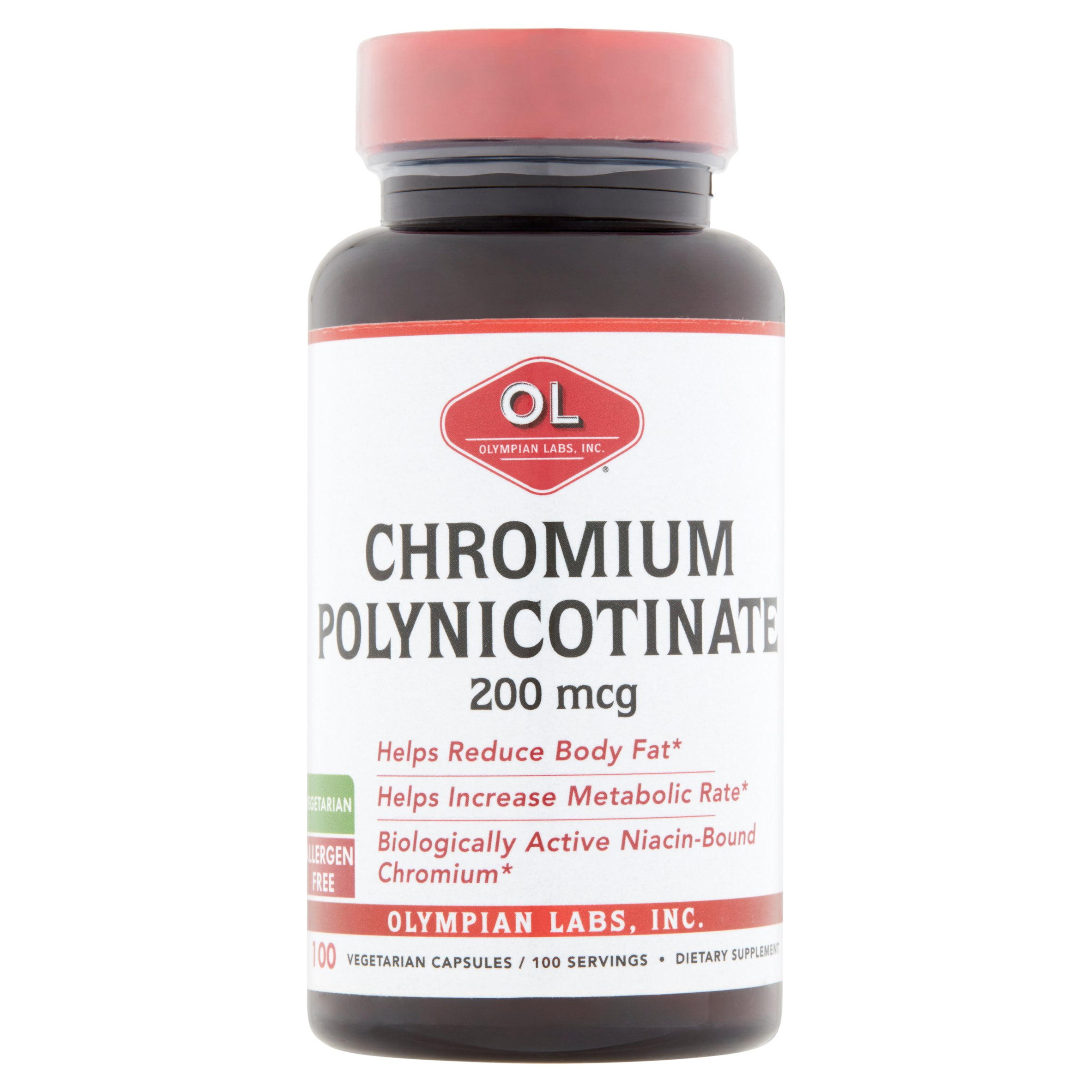 Olympian Labs Inc. Chromium Polynicotinate Vegetarian Capsules, 200 mg