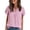 Pink, variant on Summer Trendy Women's V-Neck Ruffle Trim Swiss Dot Short Sleeve Blouse Casual Loose Fit Tops Wine L