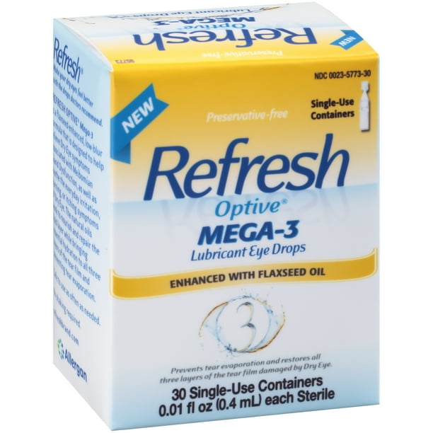 Refresh Optive Lubricant Eye Drops Mega3, 30 Ct