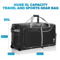 thumbnail image 3 of Bolsa de viaje Bago Rolling de 80 litros con ruedas, impermeable, negra, 3 of 9