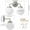 thumbnail image 7 of Deyidn 2 Light Pale Gold Bathroom Vanity Light with White Globe Glass Shade Modern Bathroom Wall E12 Bulb, 7 of 7