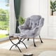 thumbnail image 1 of Lounge chair con ottoman: 400lb capacity, oversized reading armchair con folding footrest y side pocket, comfortable accent chair in plush gris para sala de estar o dormitorio, 1 of 7