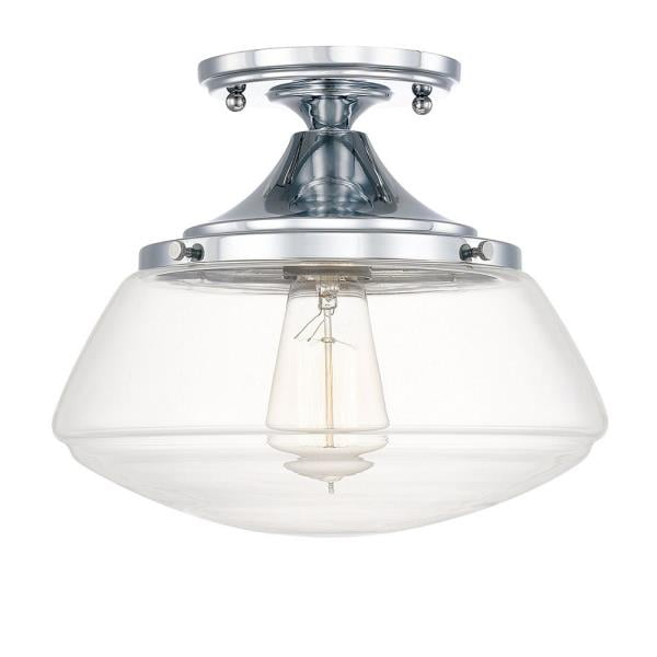 Capital Lighting Schoolhouse One Light Flush Mount, Chrome Finish
