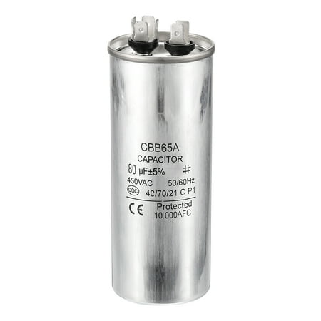 

CBB65 80uf Run Capacitor 80mfd 1pack AC 450V Aluminum Case Motor Start Capacitor
