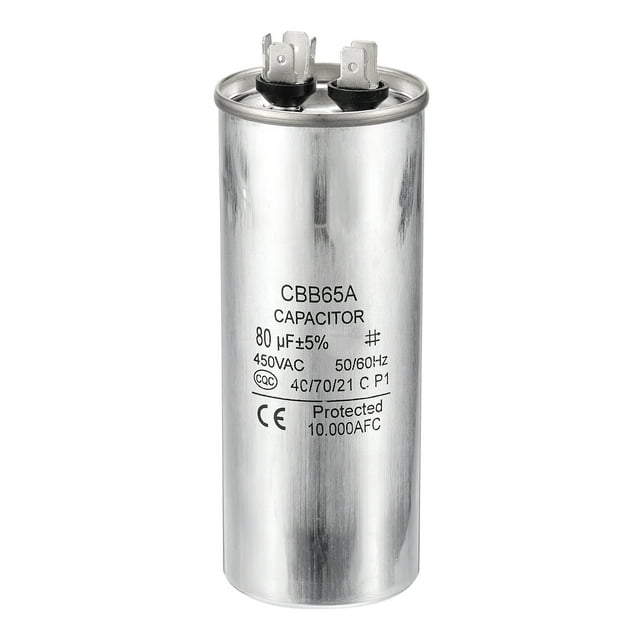 Unique Bargains CBB65 80uf Run Capacitor, 80mfd 1pack AC 450V Aluminum Case Motor Start Capacitor