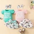 thumbnail image 5 of TOWED22 Newborn Baby Girl Clothes Goose Outfit Embroidery Waffle Sleeveless Romper Shorts Set Headband Infant Summer outfit Pink,12-18 M, 5 of 7