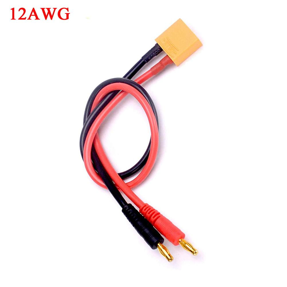OliRC 2pcs XT90 Connector Plug to 4mm Banana Plugs Battery Charge Lead Adapter Cable 12awg 30cm