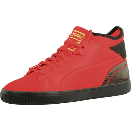 Puma Men's Play Wine And Dine Leather/Textile High Risk Red/Puma Black Ankle-High Leather Basketball Shoe -