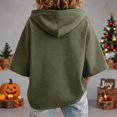 thumbnail image 4 of Happy Hallothanksmas Fall Shirts for Women 3/4 Sleeve Hooded Halloween Sweatshirt Loose Fit Casual Thanksgiving Christmas Graphic Hoodies, 4 of 4
