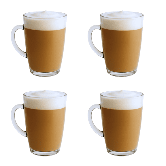 Set 4 Tazas para Café Latte Transparentes Vidrio 360ml Vittori