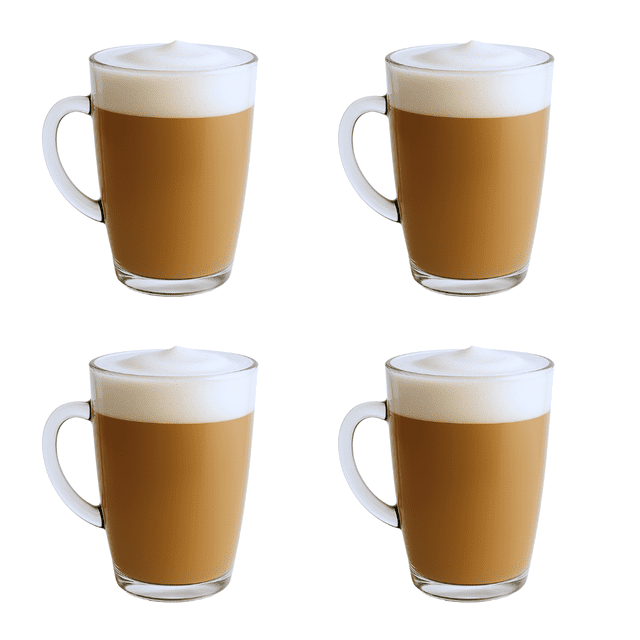 Set 4 Tazas para Café Latte Transparentes Vidrio 360ml Vittori