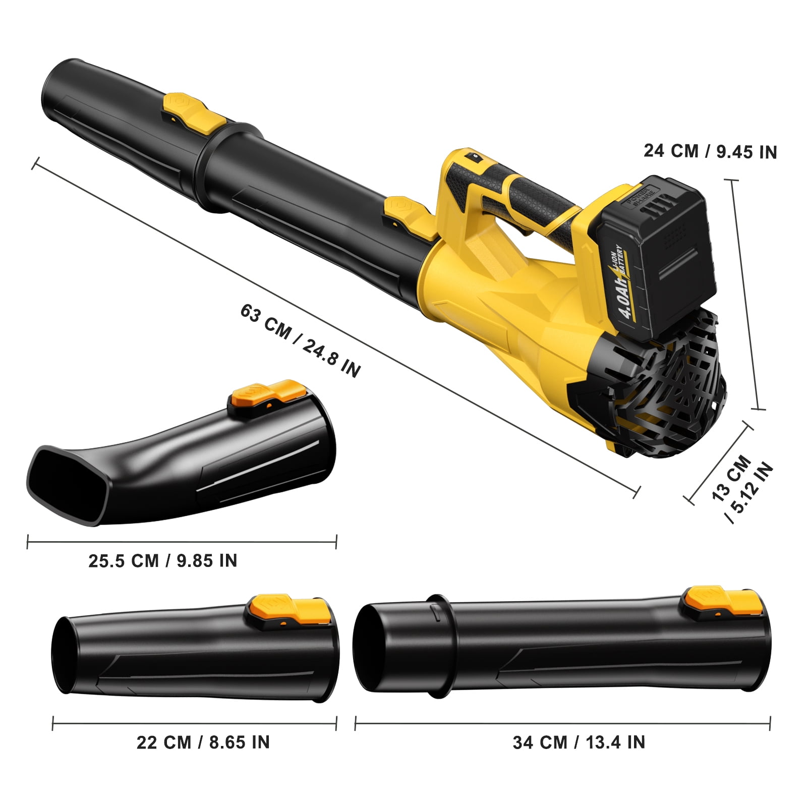 Wireless Leaf Blower with 4.0Ah Battery, 580CFM & 160MPH, 6 Speed Settings, Extended Nozzle, Ergonomic Non-Slip Handle, Lightweight for Lawn Maintenance and Yard Cleanup