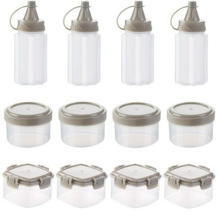

LIKEM 12Pcs Portable Spices Bottle Sauce Box Squeeze Bottles Spice Jar for Kitchen BBQ