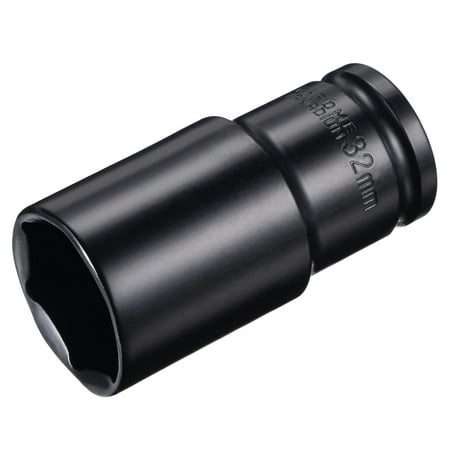 

Uxcell 1/2 Drive by 32mm Deep Impact Socket Heat-Treated CR-V Steel 3.15 Length 6-Point Metric Sizes