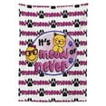 thumbnail image 3 of Ambesonne Emoji Tablecloth Rectangular Table Cover, Kawaii Meow and Paw Pattern, 52"x70", Dark Magenta White Black, 3 of 4